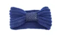 Fascia in maglia blu scuro con fiocco di paillettes da donna, accessorio per capelli invernali. - Stile Maglia Fiocco Paillettes / Blu Notte