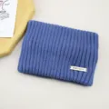 Blue knitted headband solid color double layer warm ear protection hair band variant - Fog Blue