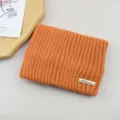 Orange knitted ribbed headband cozy solid color ear warmer thick soft winter hair band - Orange