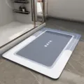 Modern minimalist absorbent bath mat with geometric border and clear print for bathroom use. - 40x60cm / HOME-White Blue
