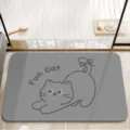Cute cartoon bath mat absorbent non slip floor mat for bathroom anti skid soft rug - Butterfly Tail Cat