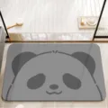 Absorbent grey cartoon panda bath mat, anti-slip diatom mud floor mat for bathroom. - Panda Head