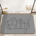 Cute cartoon dog print bath mat, soft absorbent non-slip floor mat for bathroom use. - Cherry Dog