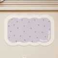 Cute purple polka dot bath mat close-up, soft absorbent material with scalloped wavy edge. - 40x60cm / Blueberry Soda Biscuit Irregular