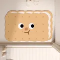 Cute biscuit shaped bathroom non-slip floor mat absorbent cartoon face soft rug for home decor - Sea Salt Sandwich Biscuit Irregular