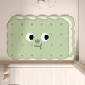 Cute biscuit shaped bath mat, anti-slip water absorbing floor mat, green cookie rug for home. - Matcha Sandwich Biscuit Irregular