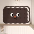 Cute Cartoon Sandwich Cookie Floor Mat Absorbent Non-Slip Bathroom Door Mat Soft Rug - Dark Chocolate Sandwich Biscuit Irregular