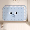 Cute biscuit shaped bathroom absorbent non-slip floor mat with funny cartoon face design. - Cream Sandwich Biscuit Irregular