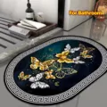 Alfombra de baño antideslizante de tierra de diatomeas con mariposas doradas y greca clásica. - 40*60cm / Mariposa Ovalada