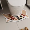 Alfombra de baño en U de perro salchicha de dibujos animados, absorbente y antideslizante. - Moda de Leopardo