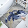 Alfombra de baño absorbente de tierra de diatomeas con diseño de plumas azules para el baño. - 40*60cm / Diatomita-1
