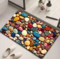 Colorful pebble pattern bath mat, absorbent soft diatom mud floor mat for bathroom - 40*60cm / Colorful Stones