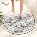 Retro floral half-circle bathroom mat with water-absorbing and anti-slip features for home use. - 40x60cm (Upgraded Diatomite) / Semicircle Banxia Blooming Flowers