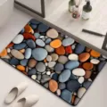 3D pebble bath mat absorbent non-slip stone pattern bathroom floor rug soft diatomaceous - 40*60cm / Elegantly Scattered Stones
