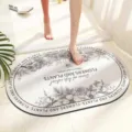 Vintage floral oval bath mat absorbent non-slip floor mat for bathroom and toilet use - Oval Spring Floral Language
