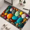 Badmat 3D kleurrijk kiezelsteen patroon zachte diatomaceënaarde absorberende antislip - Magische Kleurrijke Kiezels