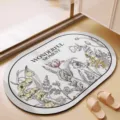 Vintage floral bathroom mat absorbent non-slip diatomaceous floor mat for home toilet use - Oval Swaying in the Wind