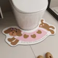 Cute cartoon dachshund U-shaped toilet mat, absorbent and quick-drying bathroom rug. - Star Glasses - Pink