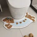 Cartoon dachshund U-shaped toilet mat water-absorbing quick-drying non-slip bathroom rug. - Star Glasses - Blue