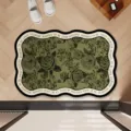 Absorbent vintage rose floor mat soft diatomaceous earth bath rug non slip door mat for home - Dark Green Rose - Wave