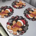Tovaglietta pan di zenzero di Natale vista dettagliata, tappetino cucina festivo. - 50x50cm / Stile Natalizio 4