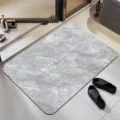 Modern grey marble pattern absorbent floor mat for bathroom and entrance use daily. - 40x60cm (Upgraded Diatomite) / Light Gray Marble Letter
