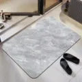 Grey marble pattern absorbent bath mat, quick-drying non-slip floor mat for bathroom entryway. - 40x60cm (Upgraded Diatomite) / Light Gray Marble