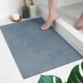 Absorbent diatomaceous earth bath mat, blue marble pattern, quick-drying floor mat. - Cement Gray Blue