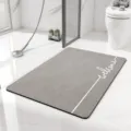 Alfombra de bano de tierra de diatomeas, felpudo antideslizante gris con texto welcome. - 40*60cm / Alfombrilla de Baño Minimalista 1