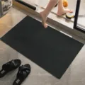 Modern black absorbent bathroom floor mat quick drying non slip shower door mat for home. - Solid Black