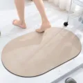 Oval absorbent bath mat, quick drying non-slip floor mat for bathroom and home entrance use. - Apricot (Oval)