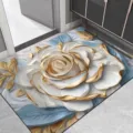 Luxury 3D white gold rose floor mat, absorbent quick-drying diatomaceous soft doormat for home. - 40x60cm (Upgraded Diatomite) / Bathroom Luxury Floral 02