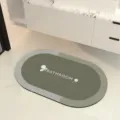 Absorberende diatomiet badmat, antislip ovale vloermat voor de badkamer en de keuken. - Olijfgroene Ovaal
