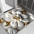 Luxury 3D floral floor mat absorbent non-slip door mat modern home hallway decor rug - 40x60cm (Upgraded Diatomite) / Bathroom Luxury Floral 03