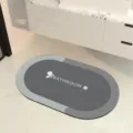 Absorberende badmat antislip diatomeeënaarde mat voor thuis keuken en badkamer decoratie - Hoogwaardig Grijs Ovaal