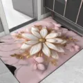 Detailweergave van de luxe bloemen vloermat met 3D patroon, zacht en absorberend oppervlak. - Badkamer Luxe Bloemen 08