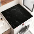 Zwarte marmerpatroon wasmachine bovenkant hoesmat, absorberend antislip kussen voor thuis. - Wasmachine Mat 08