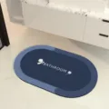 Ovale diatomeeerde badmat, donkerblauwe antislip keuken vloermat voor thuisdecoratie. - Klassiek Blauwe Ovaal