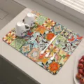 Tappetino scolapiatti da cucina retrò, tovaglietta assorbente con motivo a piastrelle vintage. - Fancai Liuli