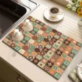 Tappetino asciugapiatti da cucina retrò assorbente ad asciugatura rapida antiscivolo termico. - Gemma quadrata Fanluo
