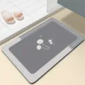Grijs paardenbloem badmat, absorberende diatomeeënaarde antislip vloermat voor badkamer - Rookgrijs Vierkant