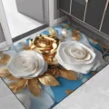 Luxe bloemendeurmat, sneldrogend absorberende diatomeeënaarde badmat en anti-slip vloermat voor thuis. - Badkamer Luxe Bloemen 14