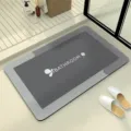 Grijs badmat antislip vloermat voor badkamer met stijlvolle tekstprint sneldrogend thuis - Hoogwaardig Grijs Rechthoek