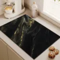 Black and gold marble kitchen drying mat, heat-resistant silicone counter mat for dish draining. - Marble Drying Mat 07