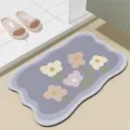 Absorberende diatomaceous earth badmat, antislip vloermat voor de badkamer met bloemendesign. - Bloeiende bloemen - Blauw
