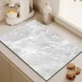 Grey marble pattern kitchen drying mat, heat resistant absorbent dish mat for countertop table - Marble Drying Mat 10