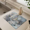 Marble pattern kitchen draining mat absorbent quick-drying diatomaceous earth placemat decor. - Marble Drying Mat 12