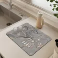 Grey marble pattern kitchen drying mat, quick-drying absorbent diatomite heat-resistant table mat. - Marble Drying Mat 14