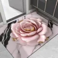 Roze 3D bloem vloermat, snel drogend absorberend antislip zacht badkamertapijtje. - Badkamer Luxe Bloemen 18