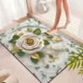Luxe 3D bloemen badmat, sneldrogend absorberend zachte diatomeeënaarde antislip vloermat. - Badkamer Luxe Bloemen 22